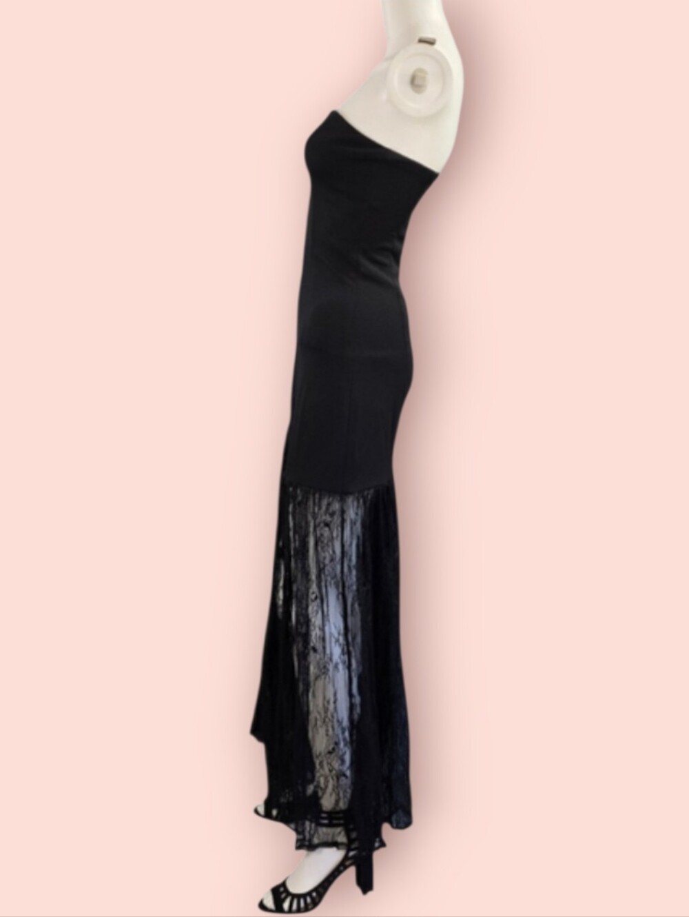 Lulus Vesna Black Mixed Media Strapless Maxi-Dress Size S - Picture 10 of 16